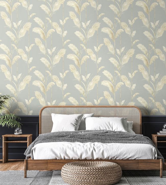 BMTD001-10A - Pampas Grass Wallpaper - Cornflower Blue - Brand McKenzie