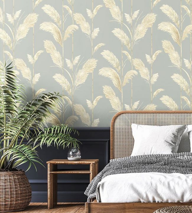 BMTD001-10A - Pampas Grass Wallpaper - Cornflower Blue - Brand McKenzie