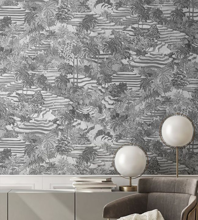 Rice Terrace Room Wallpaper 2 - Gray