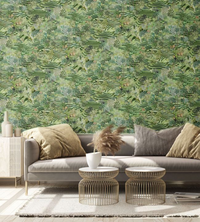Rice Terrace Room Wallpaper - Green