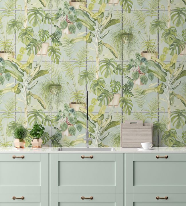 The Green House Room Wallpaper - Green