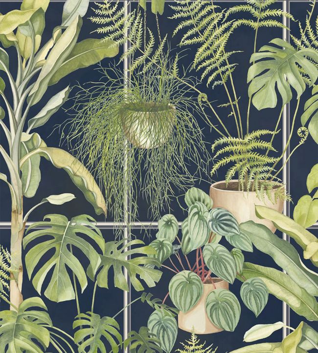 BMTD001-13C - The Green House Wallpaper - Midnight Blue - Brand McKenzie