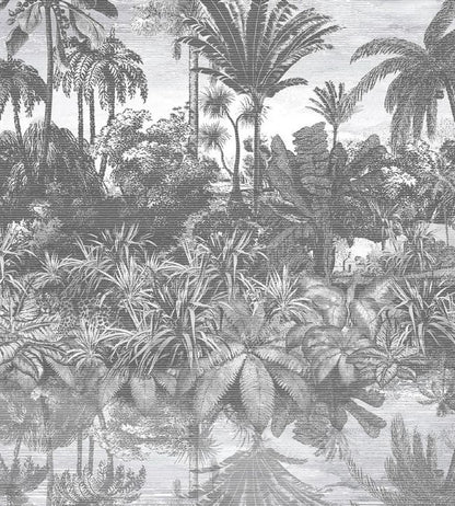 Tropical Reflections Wallpaper - Gray