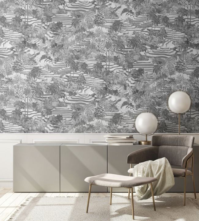 BMTD001-17A - Rice Terrace Max Wallpaper - Black & White - Brand McKenzie
