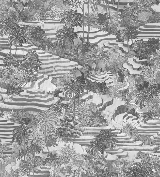 BMTD001-17A - Rice Terrace Max Wallpaper - Black & White - Brand McKenzie