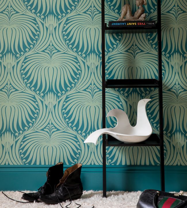 Lotus Room Wallpaper - Teal