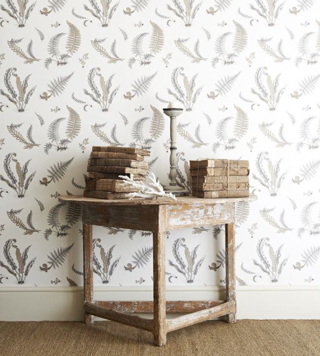 Ferns Room Wallpaper - White