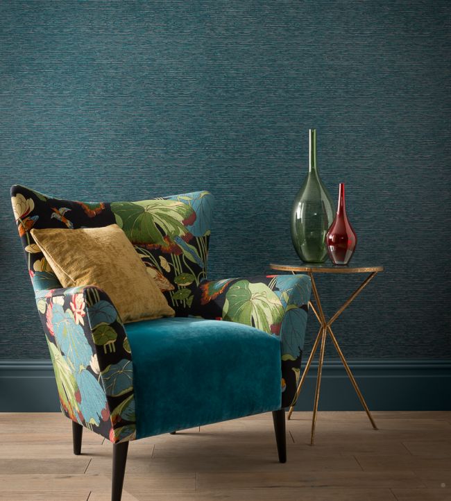Grasscloth Room Wallpaper - Blue