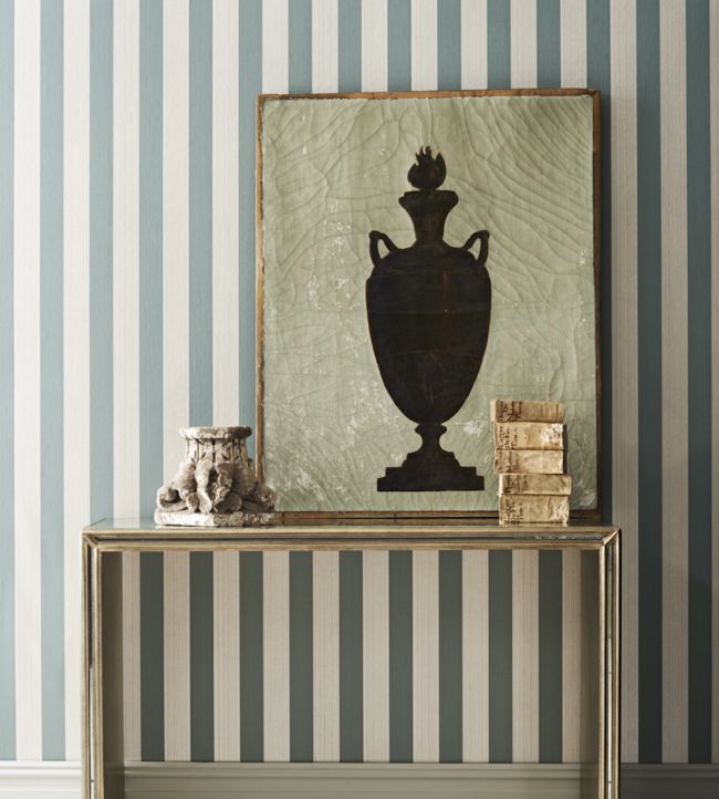 Lydford Stripe Room Wallpaper - Teal