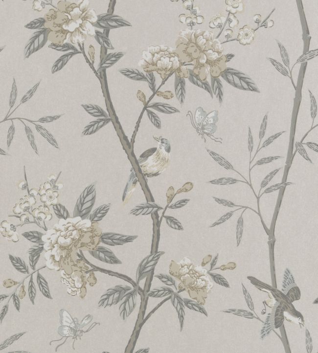 Peony & Blossom Wallpaper - Gray 