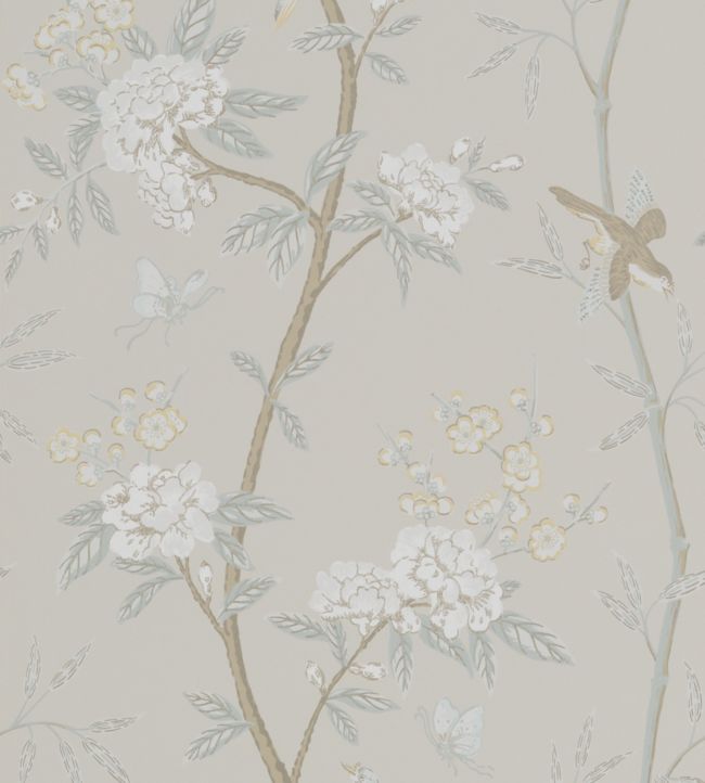 Peony & Blossom Wallpaper - Silver