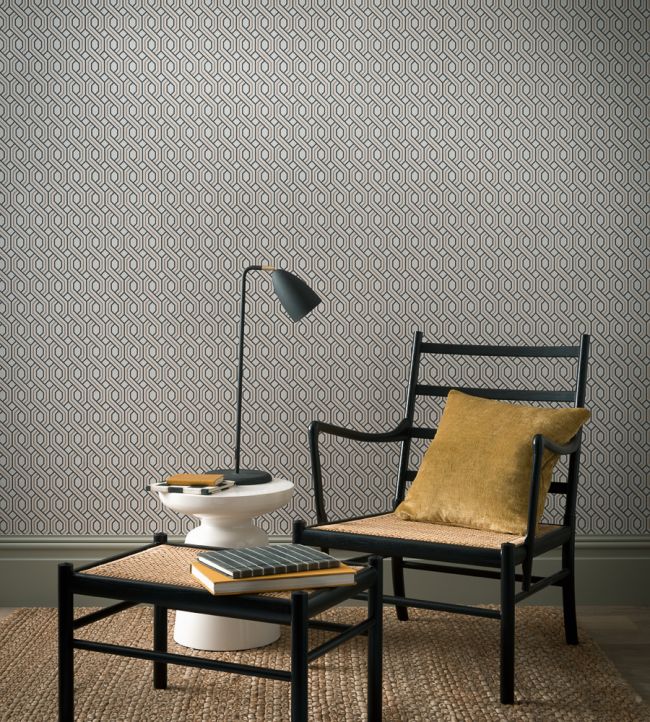 Boxwood Trellis Room Wallpaper - Gray