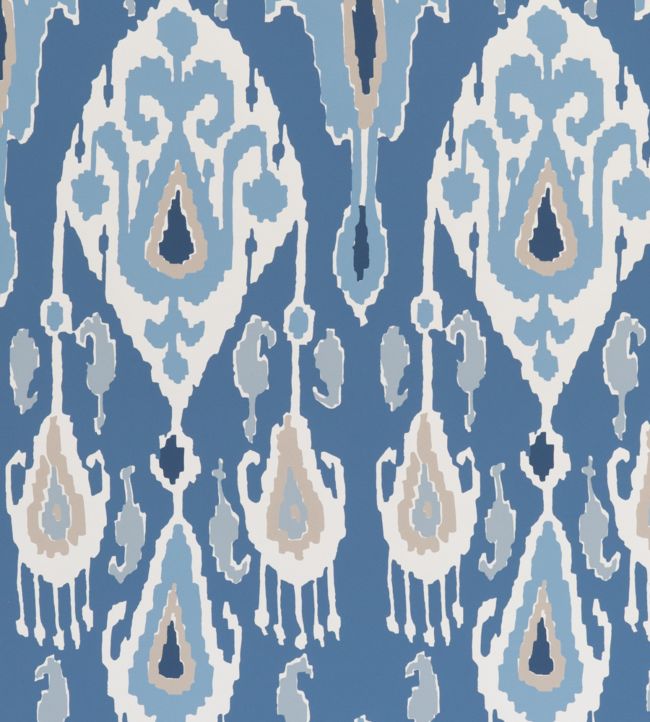 Ikat Bokhara Wallpaper - Blue