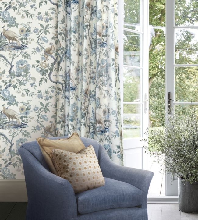 Broughton Rose Room Wallpaper - Blue