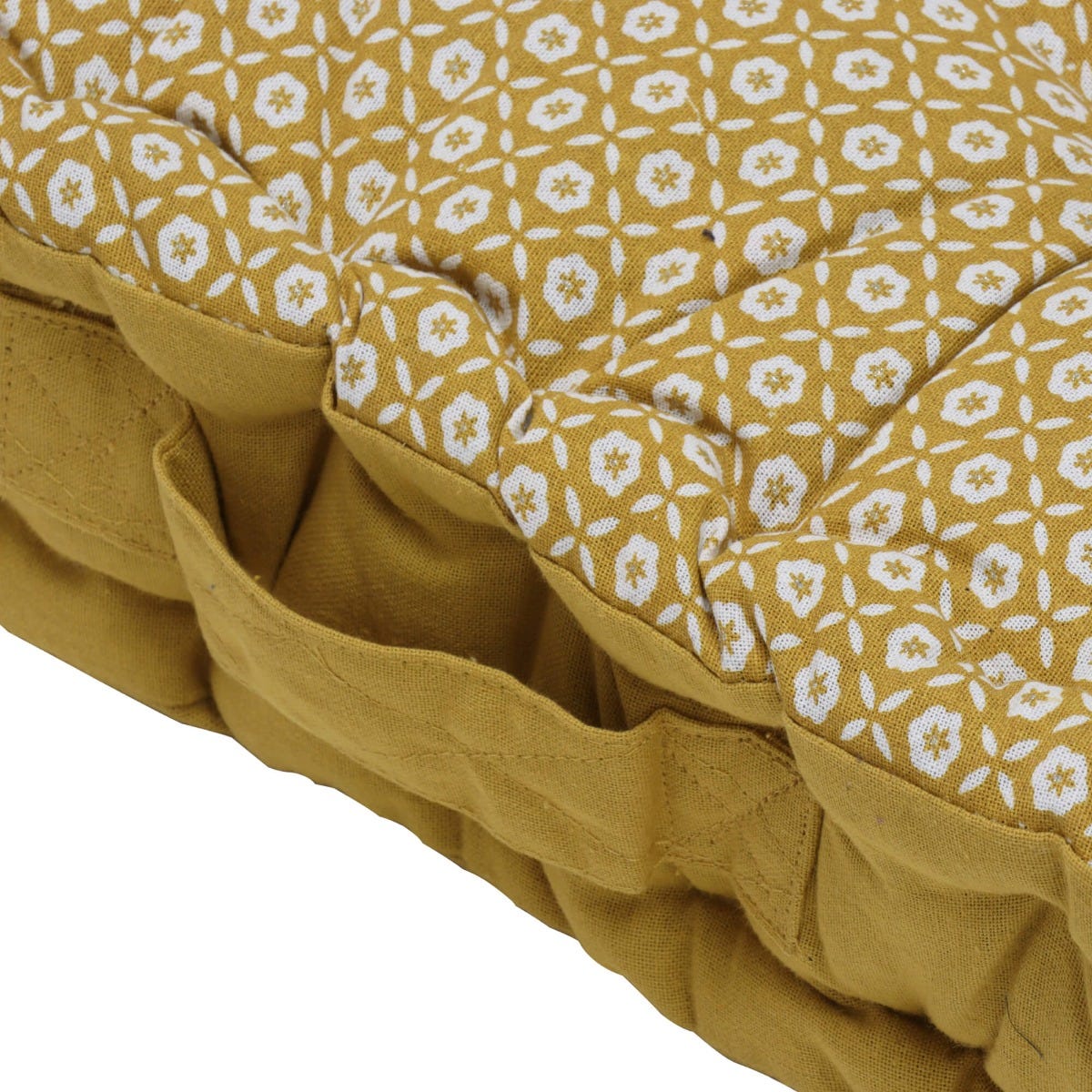 Adele Floral Mustard Floor Cushion