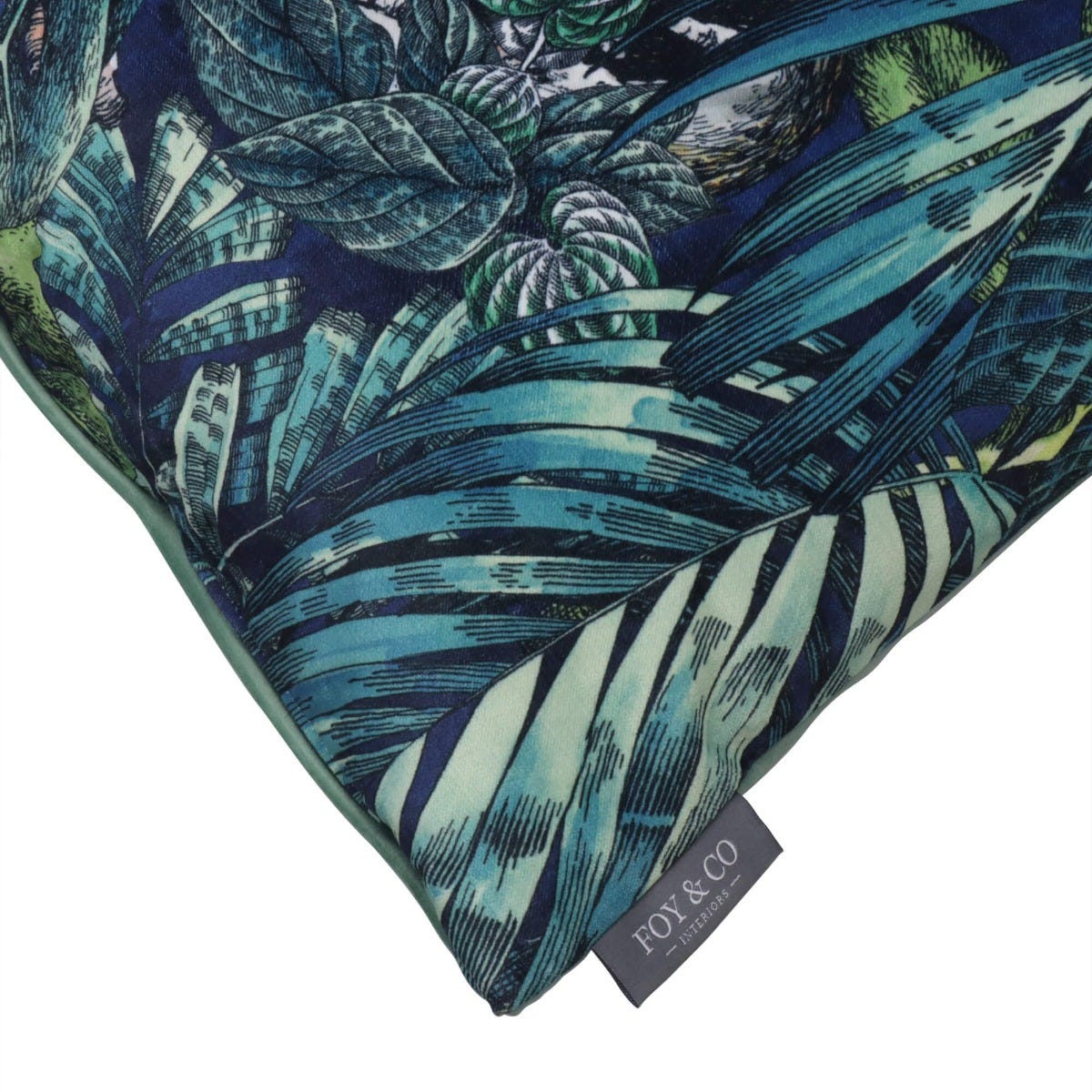 Orangutan Forest Aqua / Blue Velvet Side Cushion