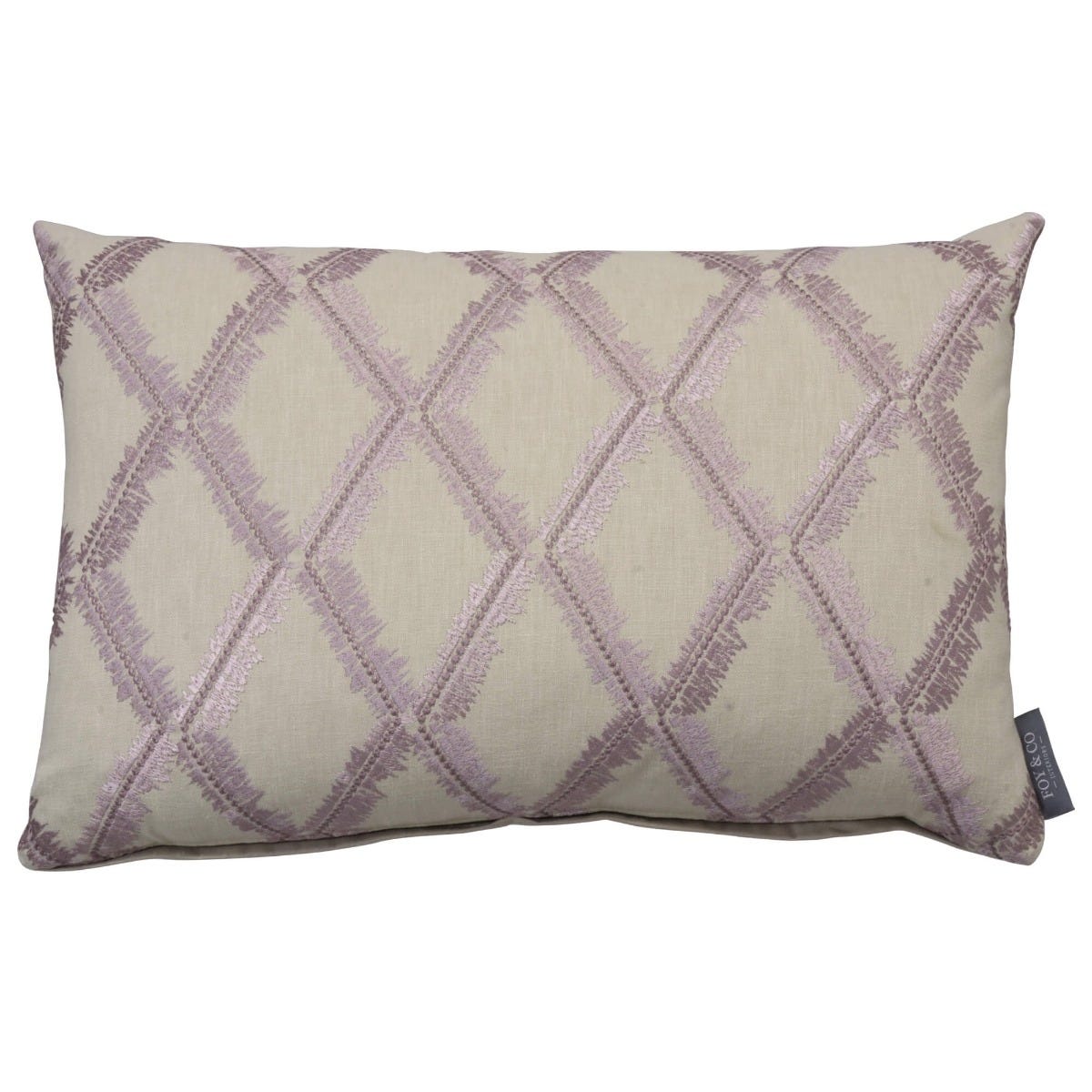Molina Trellis Embroidered Lilac Oblong Cushion