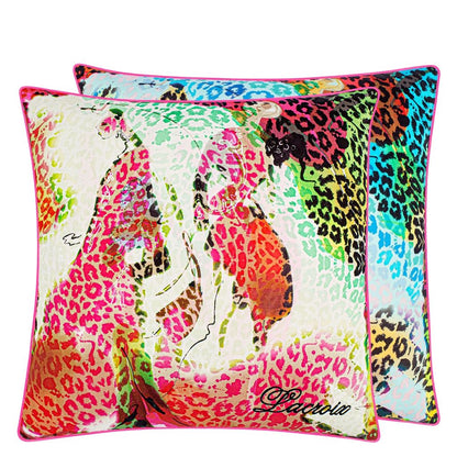 Les Felines Magenta Cushion - Multicolor