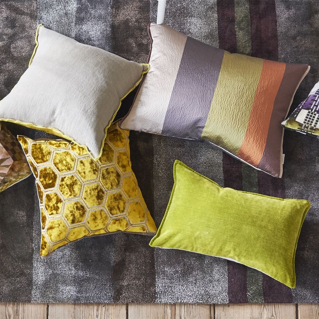 Manipur Medium Room Velvet Cushion 3 - Yellow