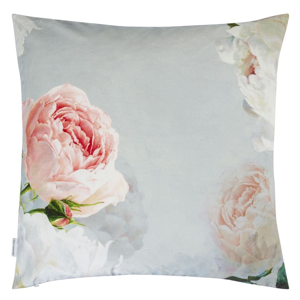Peonia Grande Zinc Room Velvet Cushion - Multicolor