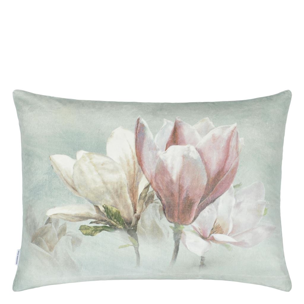 Yulan Magnolia Room Velvet Cushion - Gray