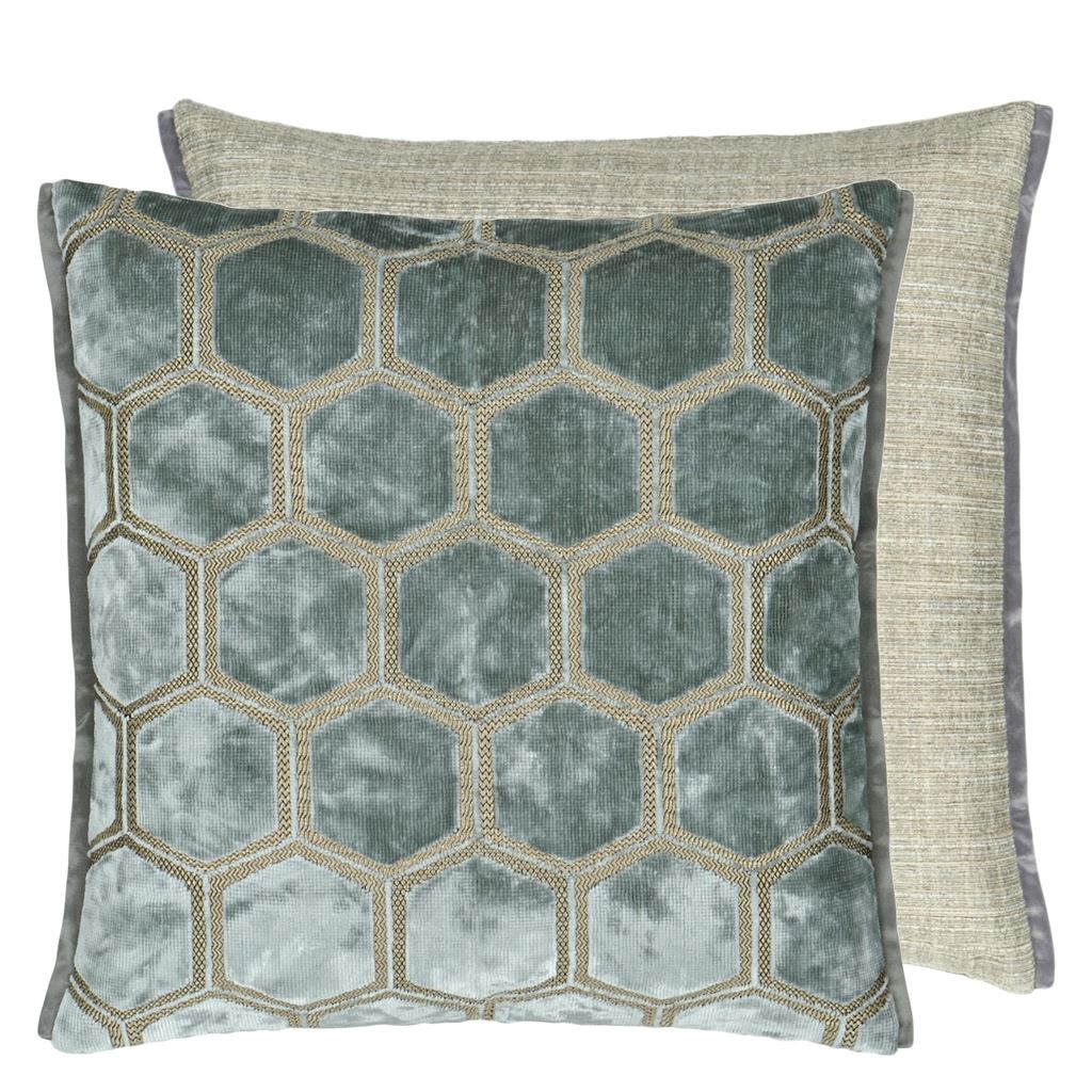 Manipur Medium Velvet Cushion - Gray