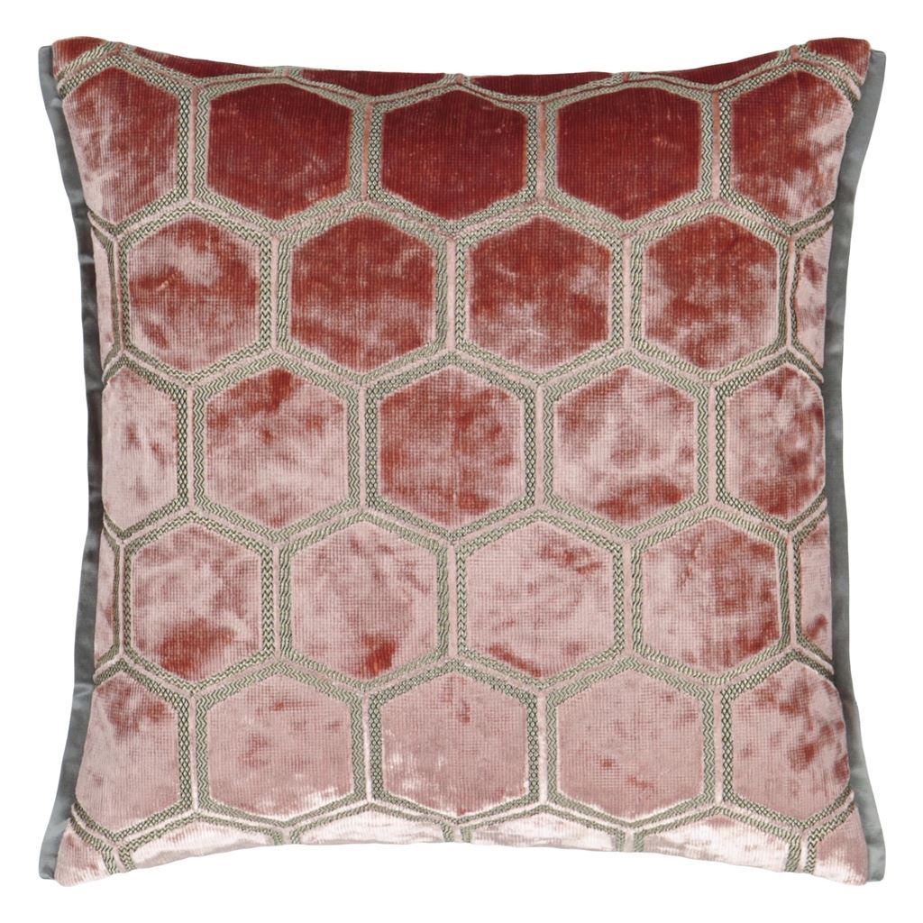 Manipur Medium Room Velvet Cushion - Pink