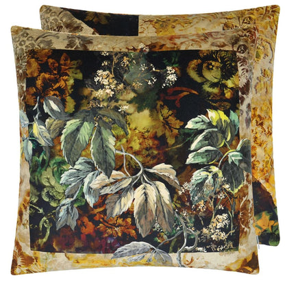 Jangal Moss Velvet Cushion - Multicolor
