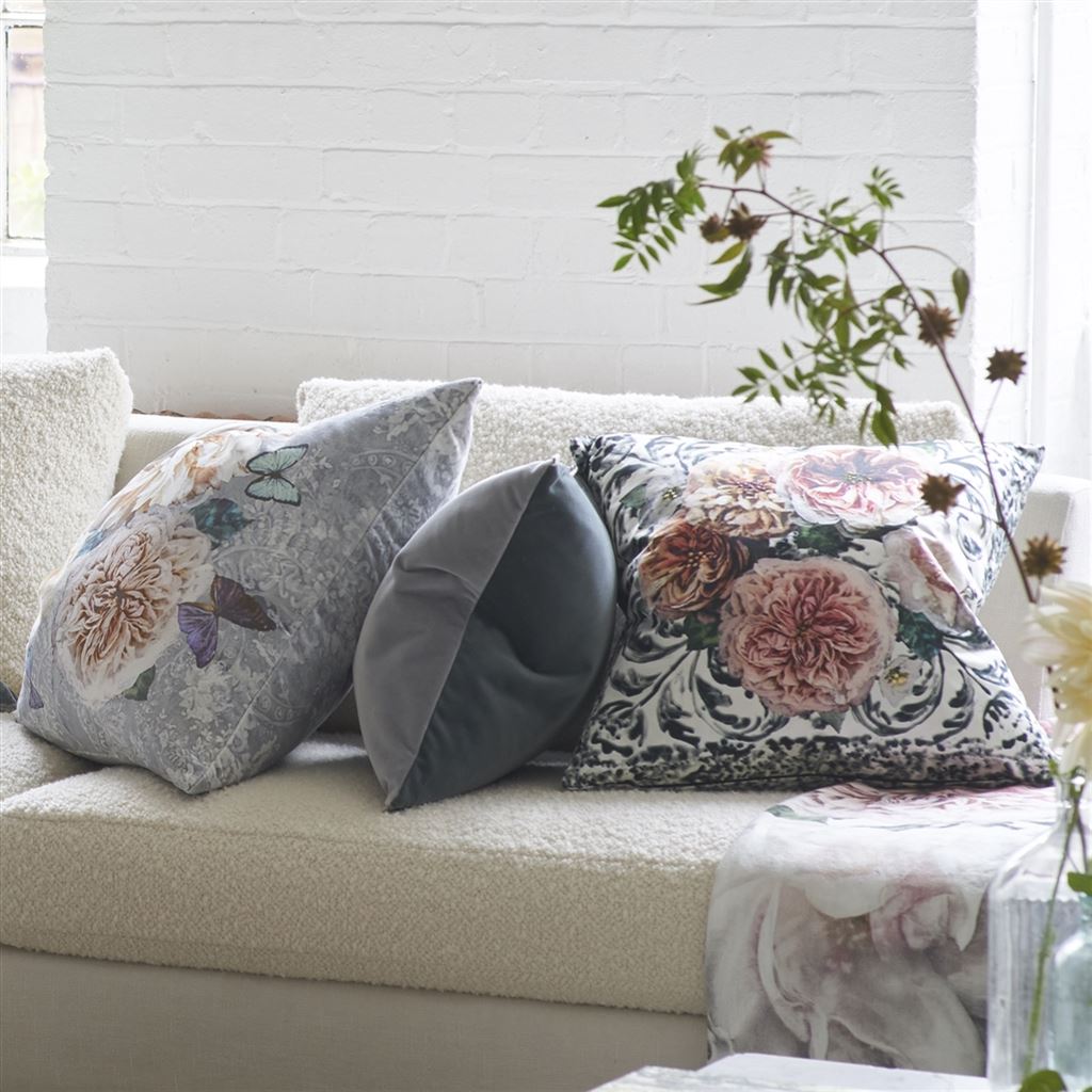 Pahari Room Velvet Cushion 5 - Gray