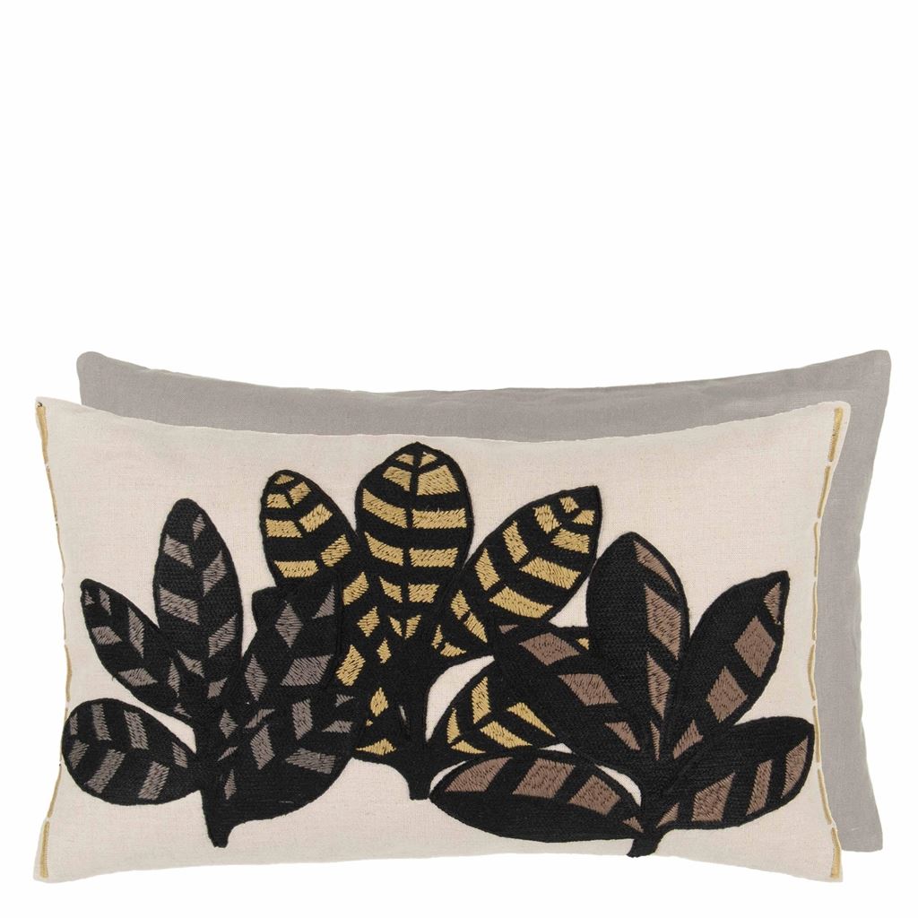 Tanjore Embroidered Cushion - Gray
