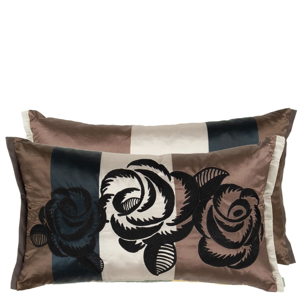 Kasuti Embroidered Cushion - Brown