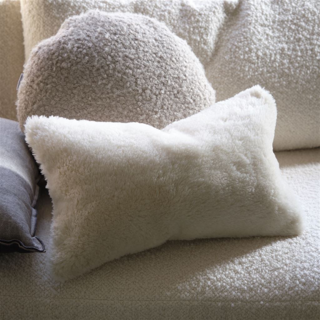 Mousson Faux Sheepskin Room Cushion - White