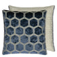 Manipur Medium Velvet Cushion - Blue
