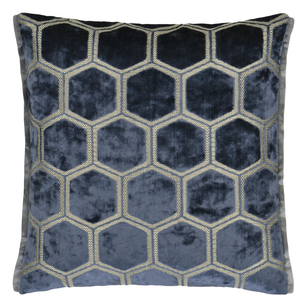 Manipur Medium Room Velvet Cushion - Blue
