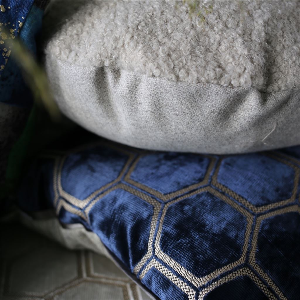 Manipur Medium Room Velvet Cushion 5 - Blue