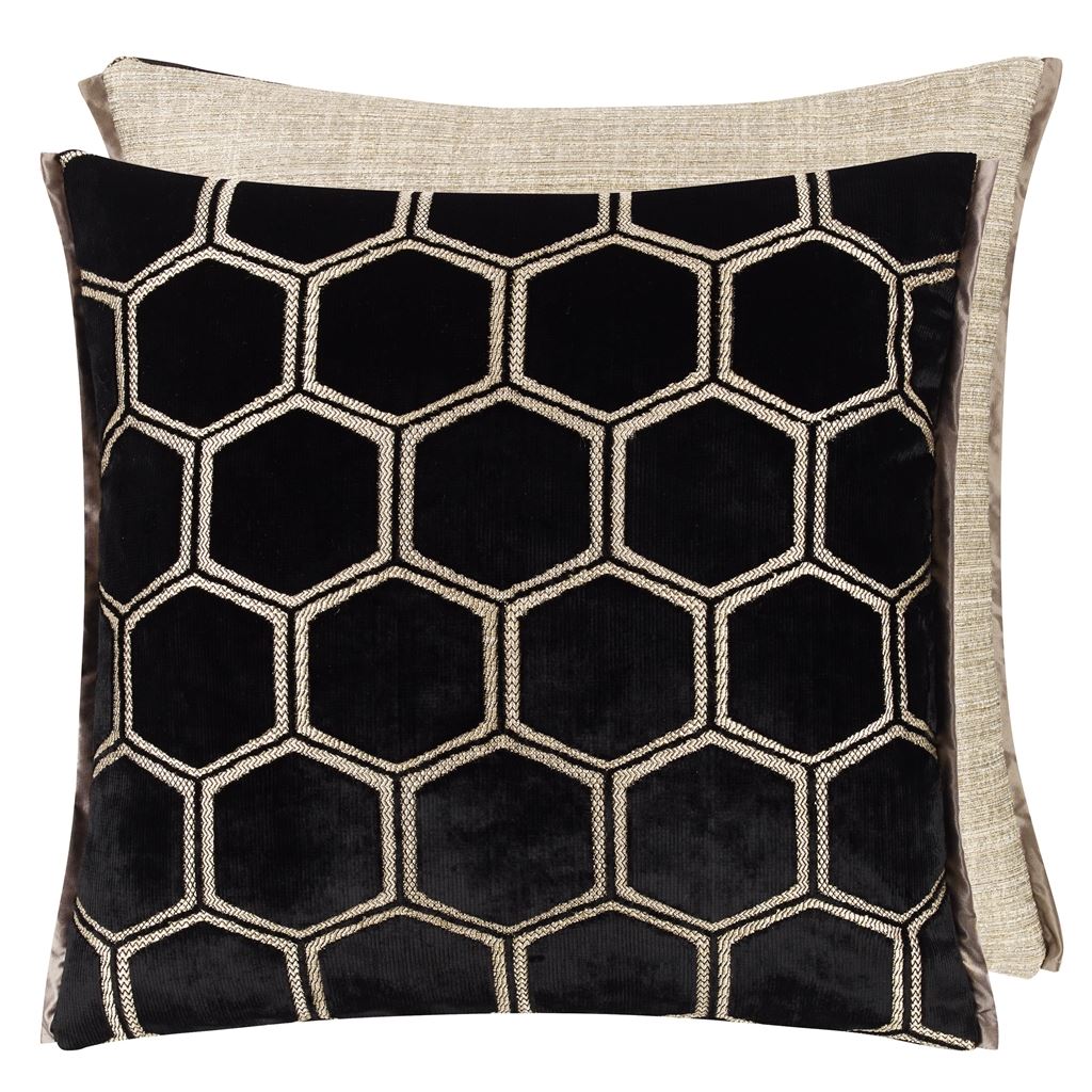 Manipur Medium Velvet Cushion - Black