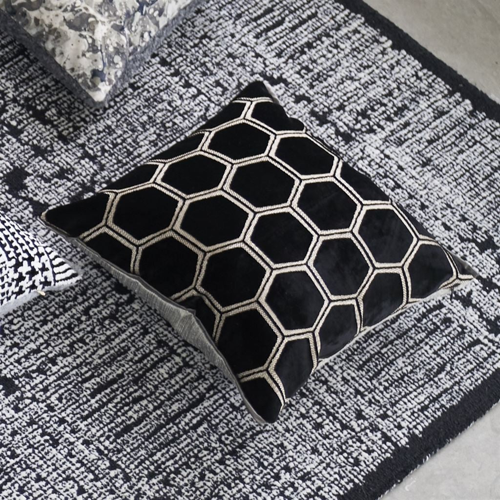 Manipur Medium Room Velvet Cushion 3 - Black