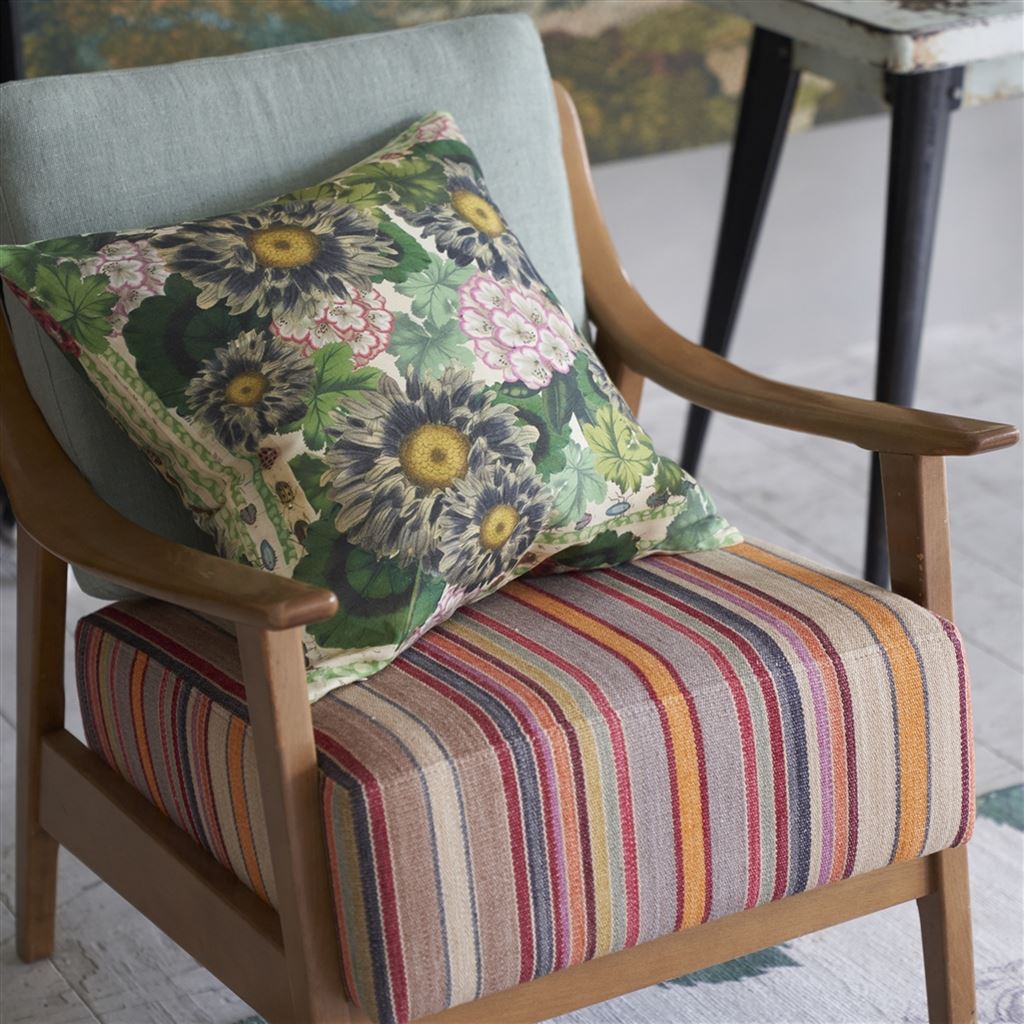 Blue Daisies Sepia Room Cushion 5 - Green