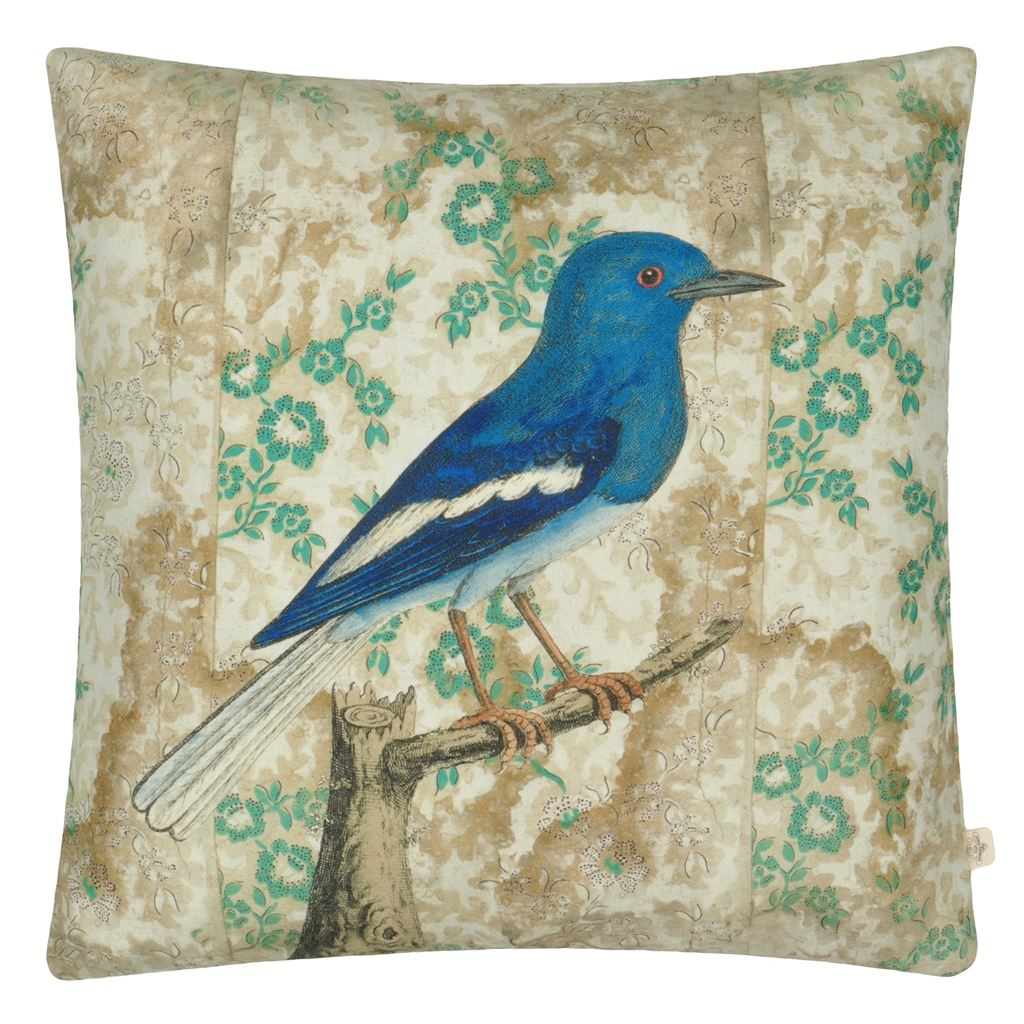 Wallpaper Birds Sepia Room Cushion - Multicolor