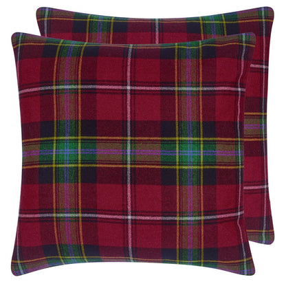 Dunmore Plaid Currant Cushion - Red
