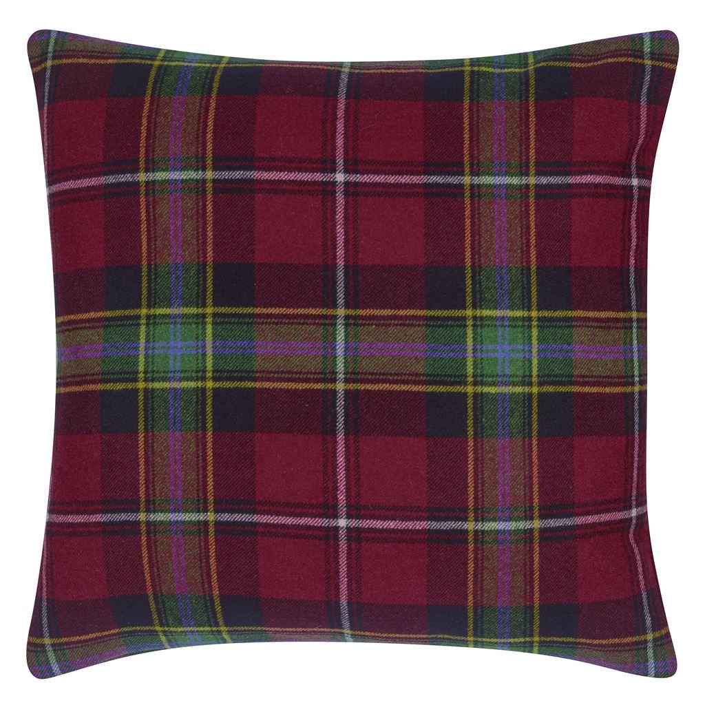 Dunmore Plaid Currant Room Cushion - Red