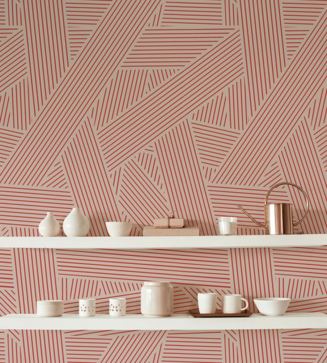 Oblique Room Wallpaper - Red