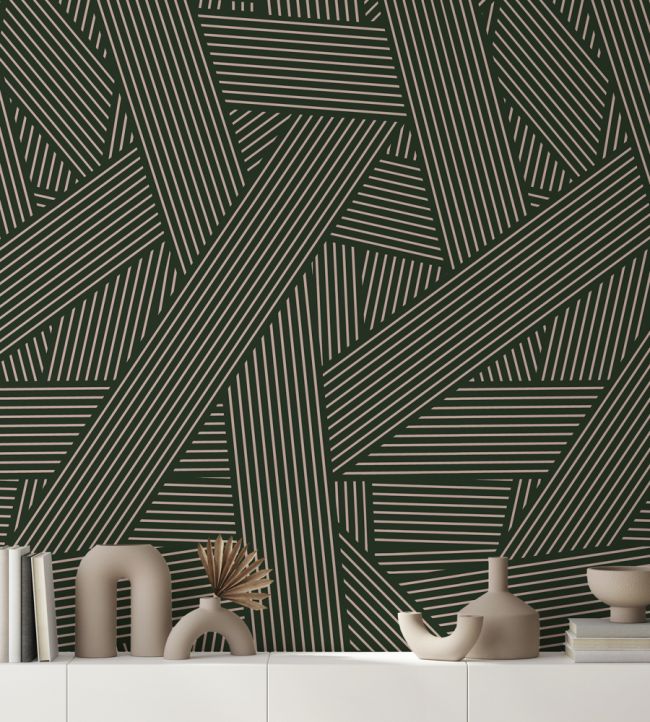 Oblique Room Wallpaper - Black