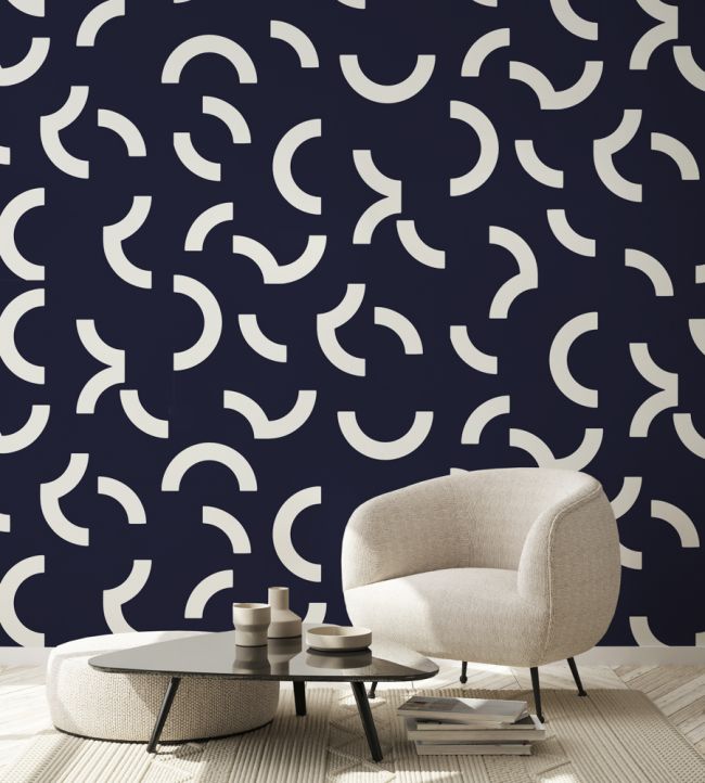 Overscale Contour Room Wallpaper - Blue