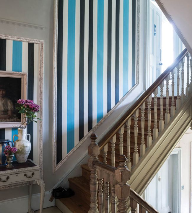 Chromatic Stripe Wallpaper - St Giles Blue - 4205 - Farrow & Ball