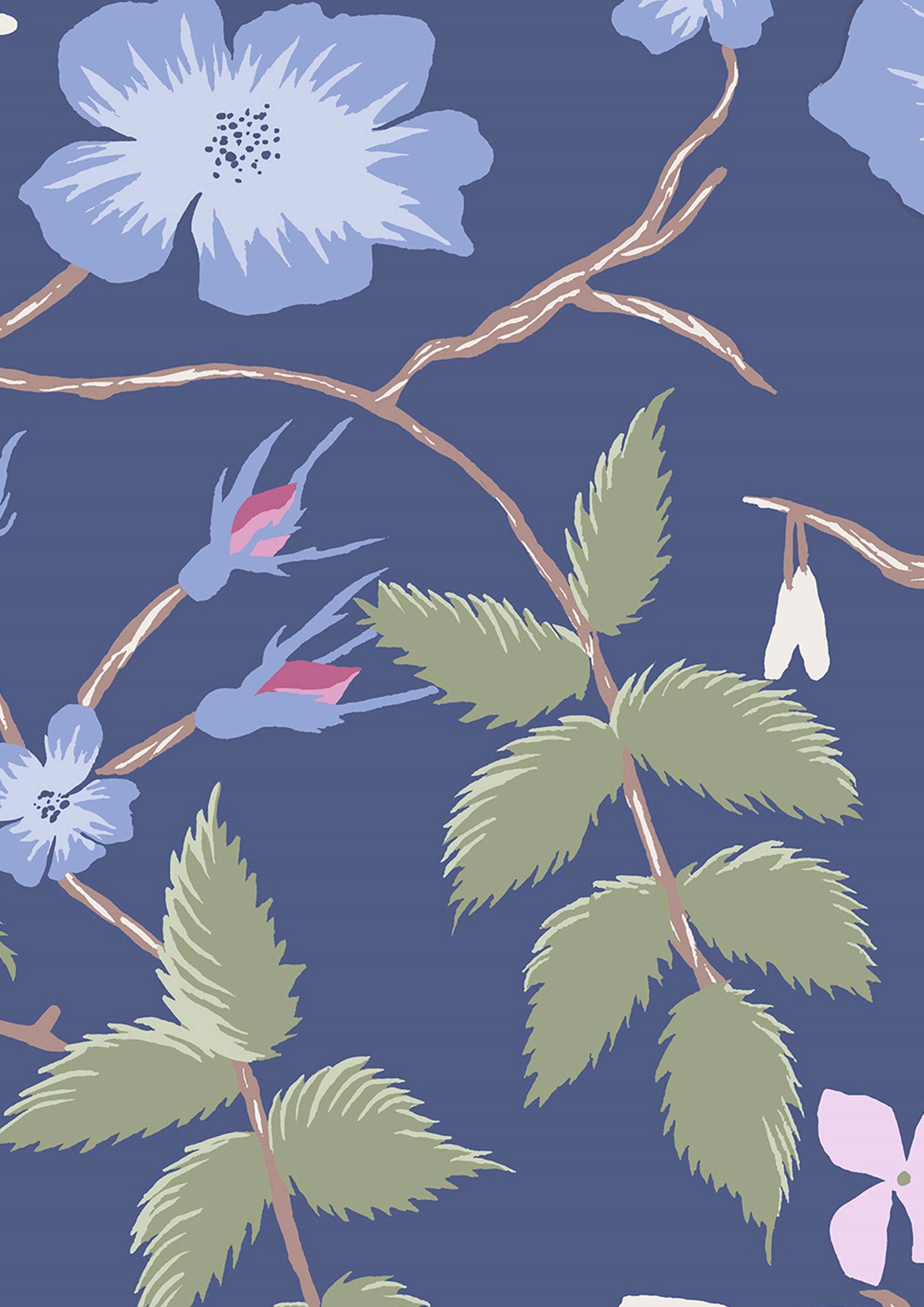 Cinda's Roses Room Wallpaper - Blue