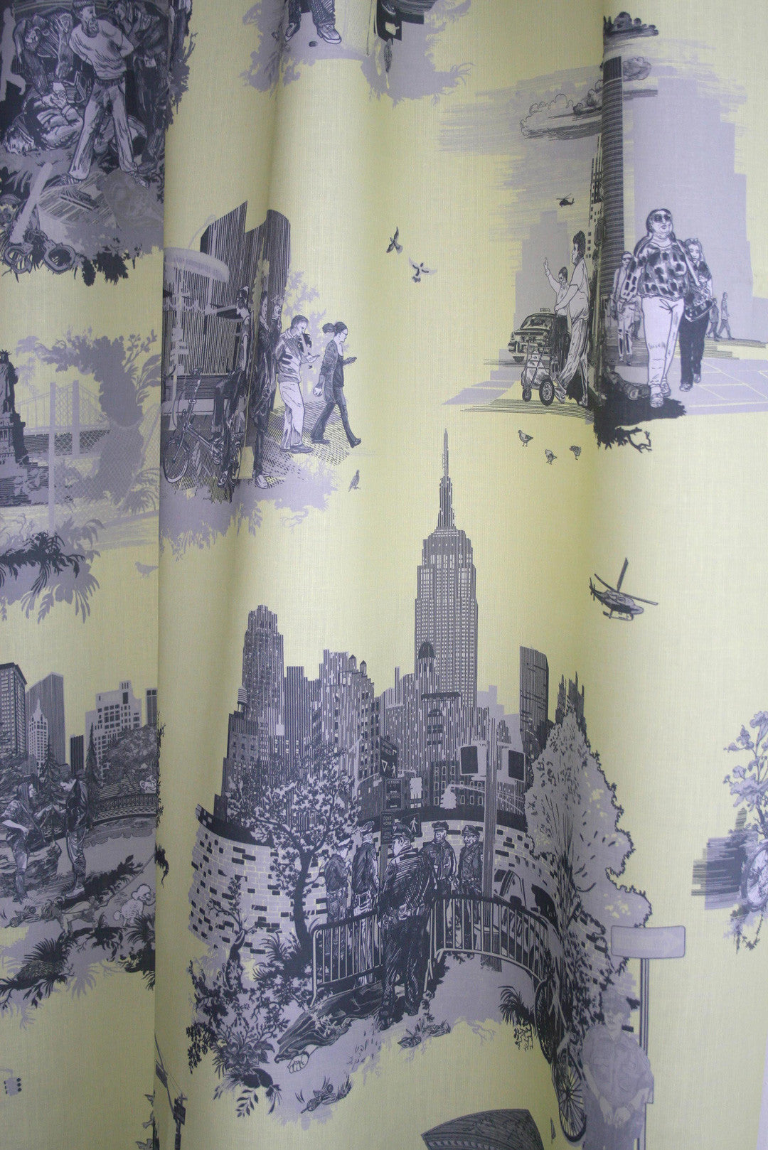 New York Toile Room Fabric - Gray