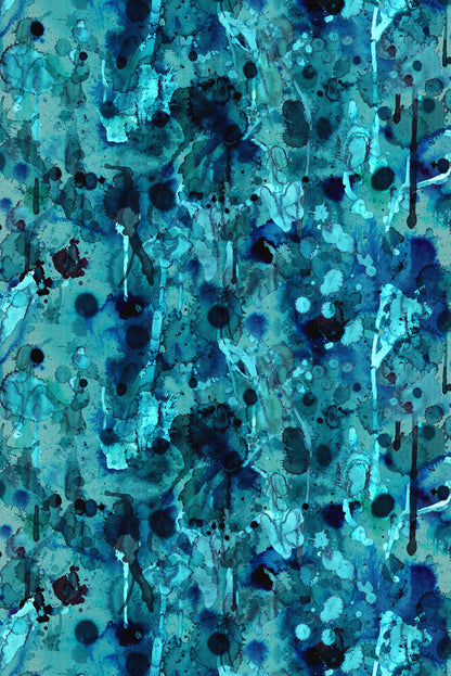 Storm Blotch Velvet Fabric - Blue