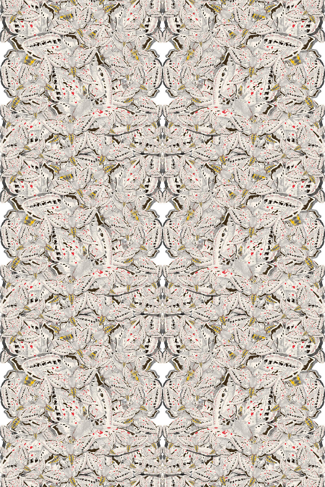 White Moth Allover Fabric - Cream