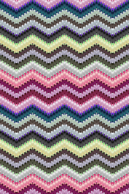 Zig Zag Moth Original Velvet Fabric - Multicolor